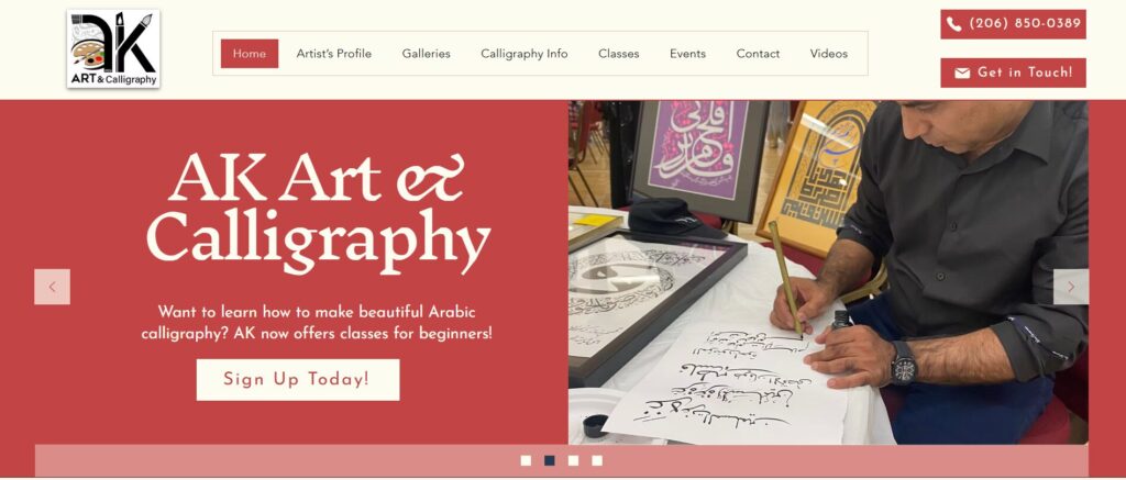 Screenshot of AK Art & Calligraphy